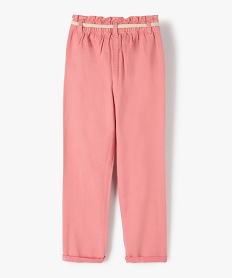 pantalon fille ample avec taille haute et ceinture tressee rose pantalonsC156201_4