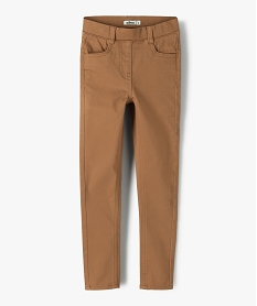 pantalon skinny uni a taille elastiquee fille brun pantalonsC156401_1