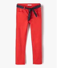 pantalon fille extensible avec ceinture  – lulucastagnette rouge pantalonsC156901_1