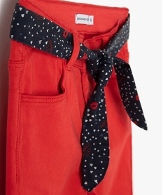 pantalon fille extensible avec ceinture  – lulucastagnette rougeC156901_2