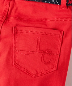 pantalon fille extensible avec ceinture  – lulucastagnette rouge pantalonsC156901_4