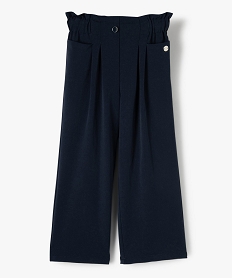 pantalon fille large a taille haute elastiquee - lulucastagnette bleu pantalonsC157101_1