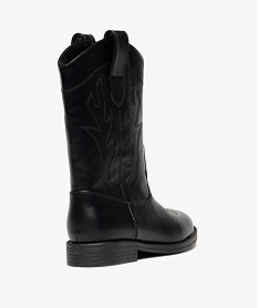 bottes fille style santiags brodees a bout rond noirC347301_4