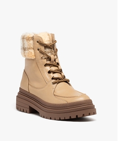 boots femme fourrees et unies avec col et languette en sherpa beige standardC616601_3