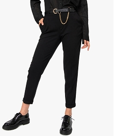 pantalon femme en toile coupe large noirF559901_2