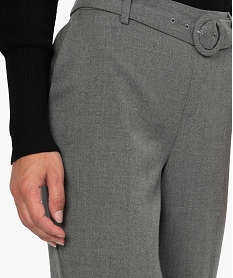 pantalon femme chine a ceinture et revers gris pantalonsF560001_2