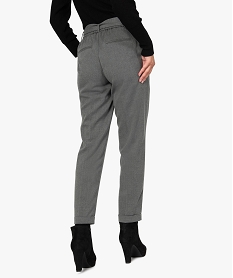 pantalon femme chine a ceinture et revers gris pantalonsF560001_3