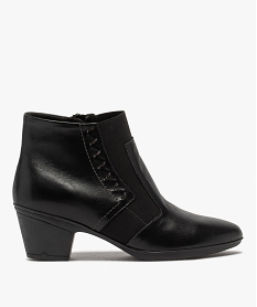 GEMO Boots femme confort à talon dessus cuir noir standard