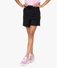 GEMO Short femme en maille ample à taille haute Noir