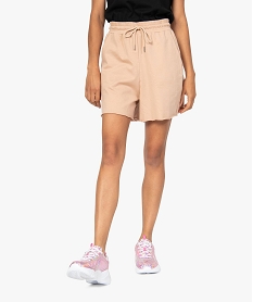 GEMO Short femme en maille ample à taille haute Beige