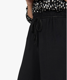 pantalon femme large et fluide avec ceinture tressee noirF578001_2
