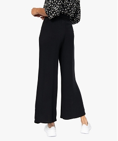 pantalon femme large et fluide avec ceinture tressee noirF578001_3