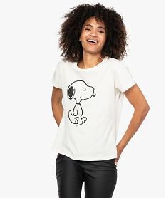 GEMO Tee-shirt femme oversize à motif Snoopy - Peanuts Beige