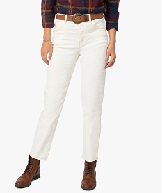 GEMO Jean femme coupe Straight taille haute Beige
