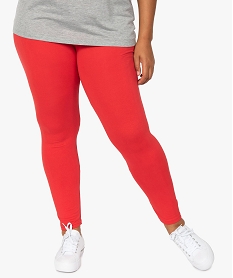 legging femme grande taille uni en coton stretch rouge pantalonsF591901_1