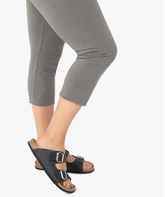 pantacourt femme grande taille en maille unie et taille elastiquee gris pantalonsF592101_2