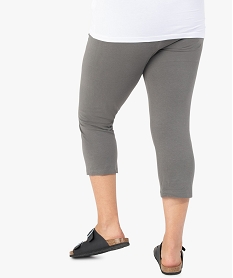 pantacourt femme grande taille en maille unie et taille elastiquee gris pantalonsF592101_3