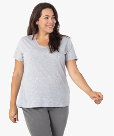 tee-shirt femme grande taille a col v et manches courtes gris t-shirts col vF616101_1