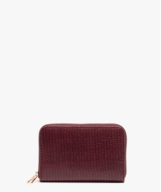 GEMO Portefeuille femme zippé compact à motif texturé Rouge