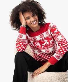 GEMO Pull de Noël femme bicolore Rouge