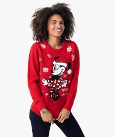 GEMO Pull de Noël femme avec motif Minnie – Disney Rouge