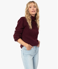 GEMO Pull femme avec épaulettes et col montant Rouge