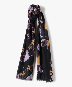 GEMO Foulard femme grandes dimensions à motif fleuri Violet