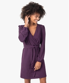 GEMO Robe femme pailletée avec haut cache-cœur Violet