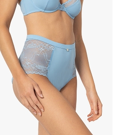 GEMO Culotte femme en microfibre et dentelle - LuluCastagnette Bleu