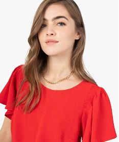 tee-shirt femme avec manches volantees rougeF704001_2
