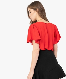 tee-shirt femme avec manches volantees rougeF704001_3