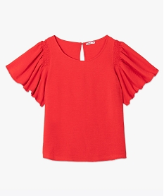 tee-shirt femme avec manches volantees rougeF704001_4