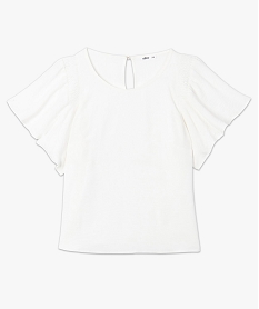 tee-shirt femme avec manches volantees blanc blousesF704101_4
