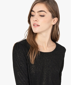 GEMO Tee-shirt femme en maille texturée Noir