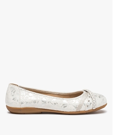 GEMO Ballerines femme à talon plat et dessus fantaisie blanc standard