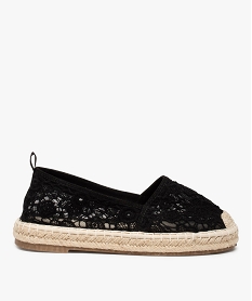 GEMO Espadrilles femme à talon plat dessus dentelle unie noir standard