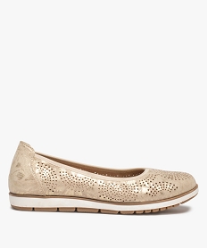 GEMO Ballerines femme à semelle contrastante et perforations dore