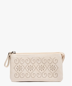 GEMO Porte-monnaie femme avec motifs perforés Beige