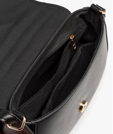 sac femme forme besace avec rabat matelasse noirF818501_3