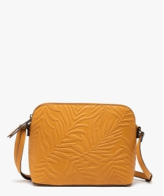 sac besace femme a motif feuillage en relief jaune sacs bandouliereF818801_1