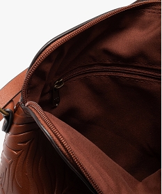 sac besace femme a motif feuillage en relief orange sacs bandouliereF818901_3