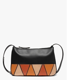 sac besace femme petit format a motifs geometriques noirF819801_1