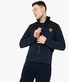 GEMO Sweat zippé pour homme en maille polaire Bleu