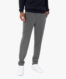 pantalon homme en toile stretch avec taille elastiquee gris pantalonsF835401_2