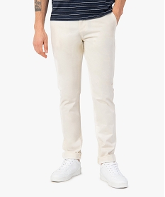 GEMO Pantalon chino en coton stretch coupe Slim homme Beige