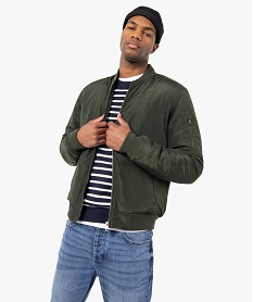 GEMO Blouson homme aux reflets irisés avec finitions bord-côte Vert