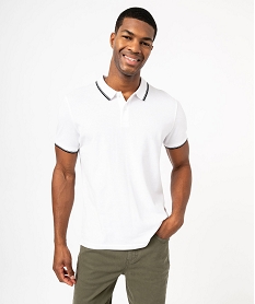 polo a manches courtes et finitions contrastantes homme blanc polosF845601_1