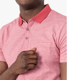 polo homme a fines rayures et manches courtes roseF846401_2