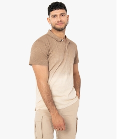 polo homme a manches courtes effet tie and dye beige polosF847401_1