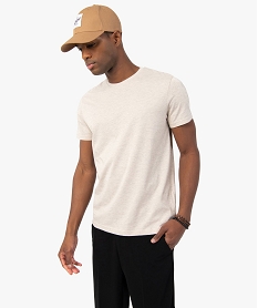 GEMO Tee-shirt à manches courtes et col rond homme Beige